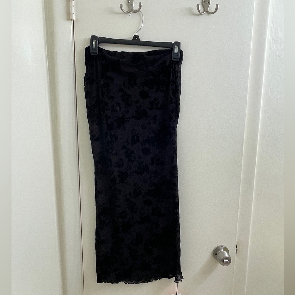 Love Lost Sheer Lace Detail Midi Skirt